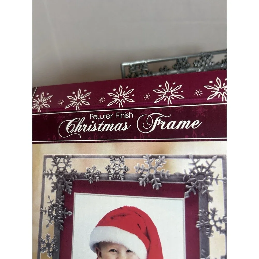 Christmas Winter Snowman Pewter Picture Frame 4x6/5x7 Holiday Decor New Open Box
